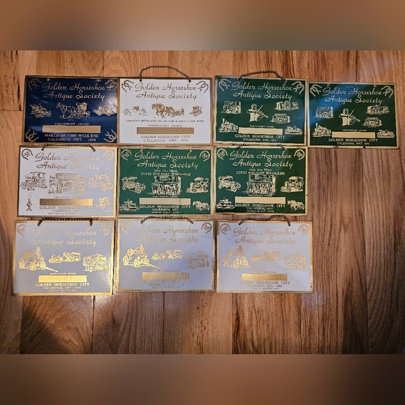 Set of 10 Antique Golden Horseshoe Society Participant Awards - Picture 1 of 3